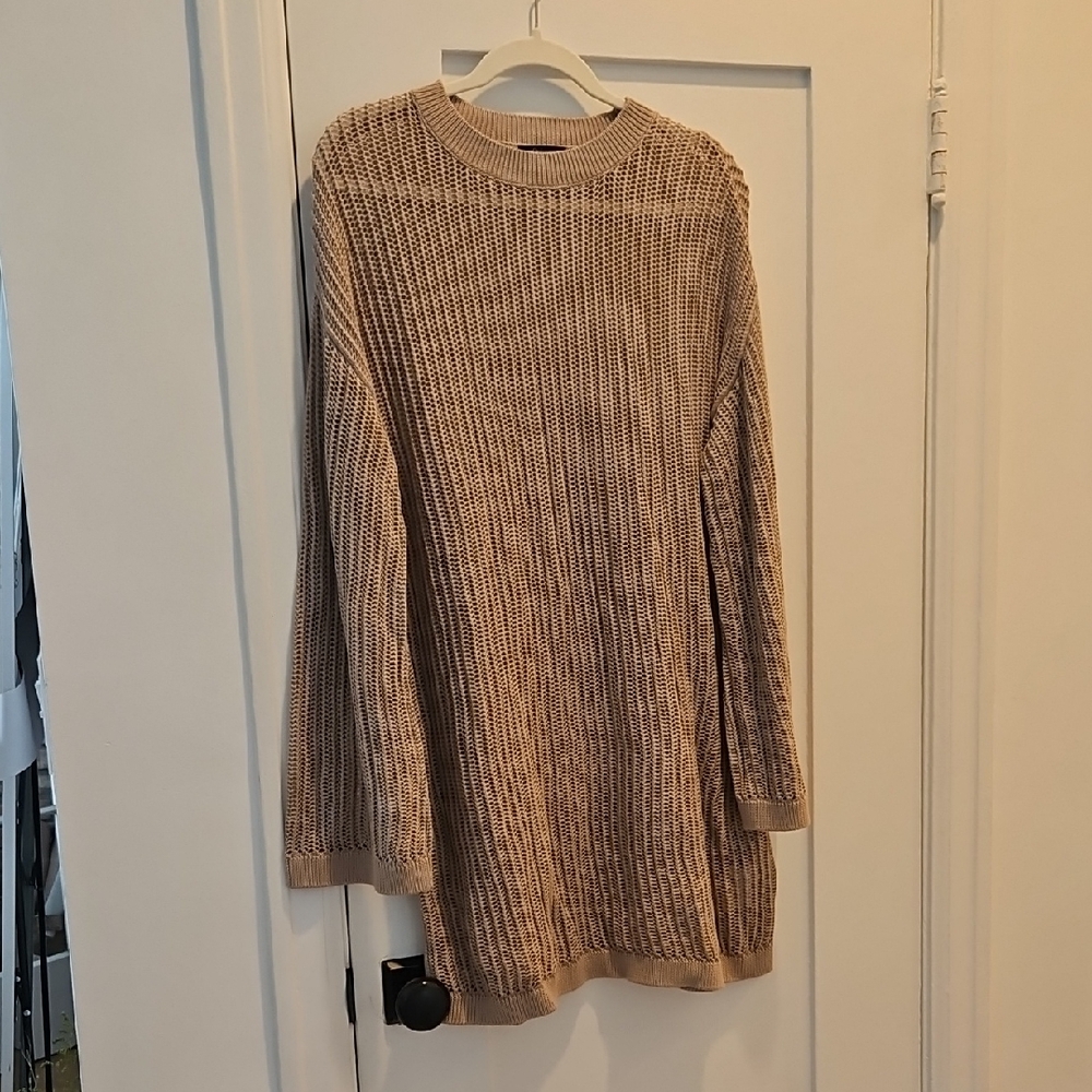 Quince Beige Long Sleeve Knit Swimsuit Cover Up